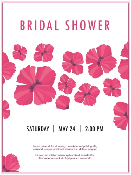 Bridal shower invitation with delicate poppy buds and flowers vector — Stock Vector