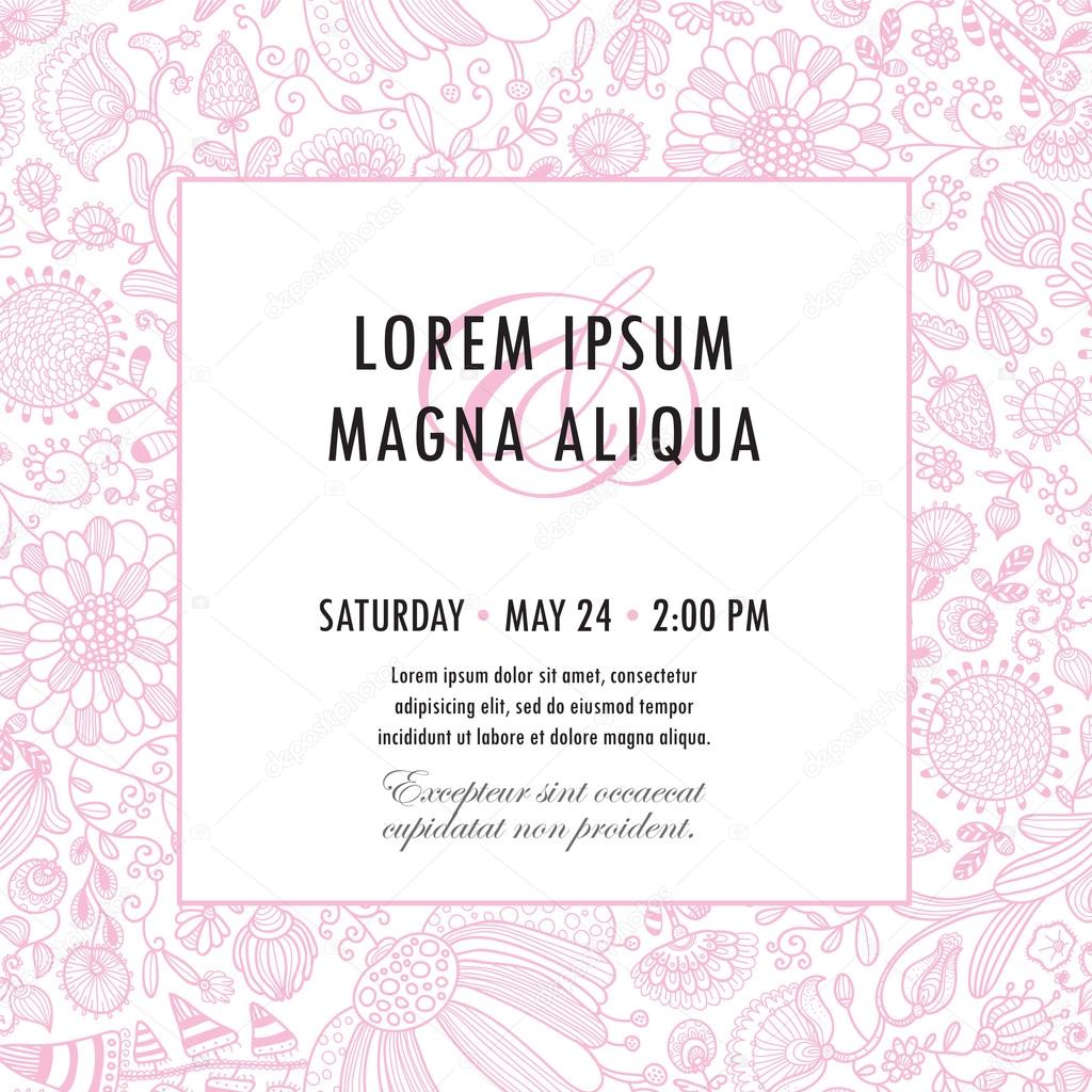 Invitation template with floral ornament vector