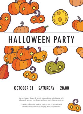 Cadılar Bayramı vektör davet şablonu ile kabak