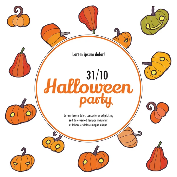 ハロウィーンかぼちゃベクトル招待状のテンプレート — ストックベクタ