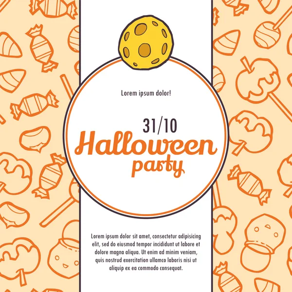 Halloween vector invitación plantilla con dulces — Archivo Imágenes Vectoriales