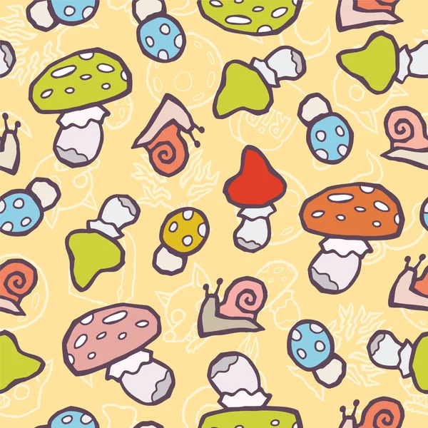 Cadılar Bayramı sorunsuz vektör arka plan - mantar ve salyangoz