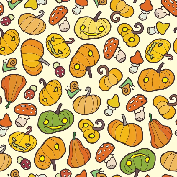 mantar ve kabak - Halloween sorunsuz vektör arka