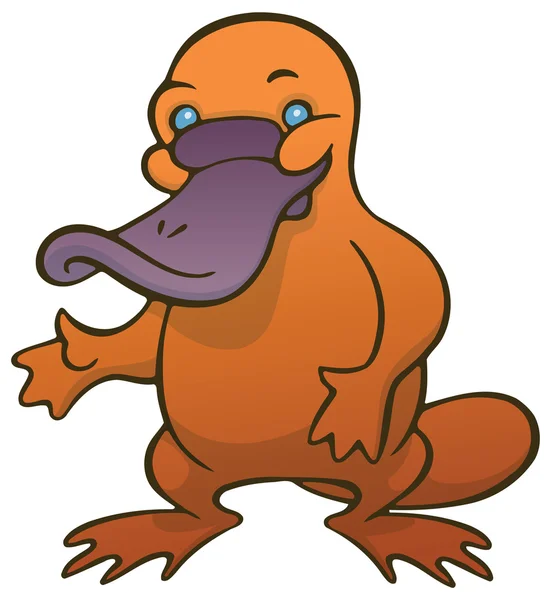 Funny cute cartoon platypus or duckbill — Stock Vector