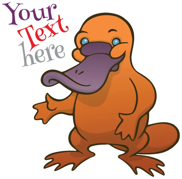 Funny happy cartoon platypus or duckbill vector template — Stock Vector