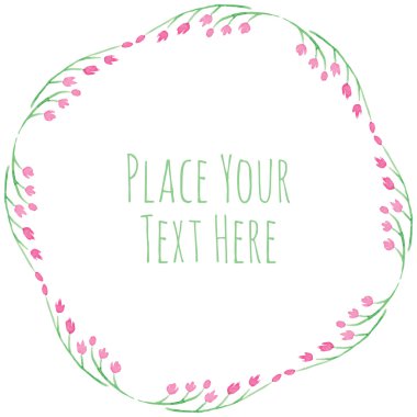 pembe çiçekler ve taze yeşil yaprak suluboya el çizim vektör