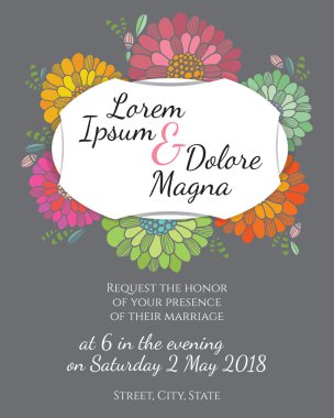 Davet düğün kartı vektör şablonu
