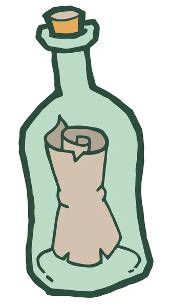 Mensaje en una ilustración de vector estilizado botella — Vector de stock