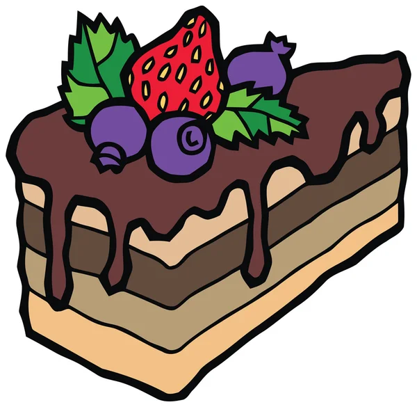Deliziosa fetta di torta con cioccolato — Vettoriale Stock