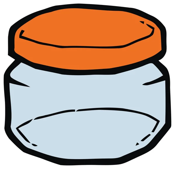 Tarro de vidrio con ilustración vectorial tapa naranja — Vector de stock