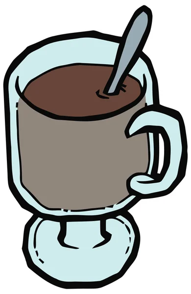 Vetro tazza di caffè e cucchiaio vettoriale illustrazione — Vettoriale Stock