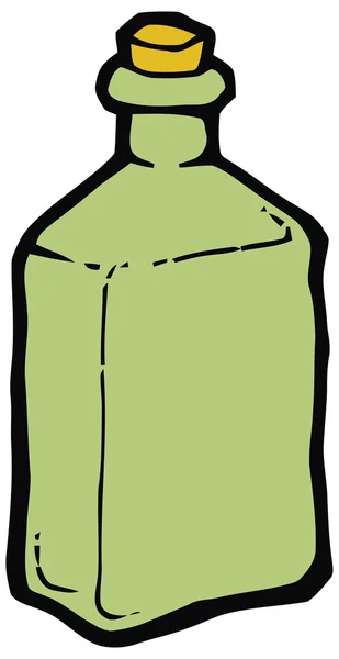 Bottiglia di vetro verde con disegno vettoriale in sughero . — Vettoriale Stock