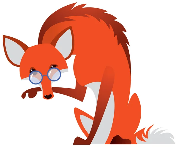 Cartoon fox met glazen — Stockvector