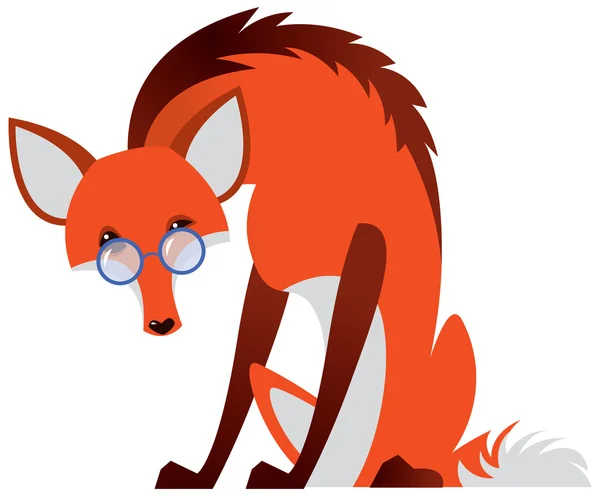 Cartoon fox met glazen — Stockvector