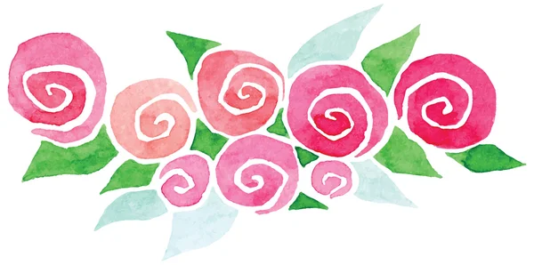 Wektor winieta akwarela róża kwiaty zielone liście - zaproszenia, karty, bilety, gratulacje — Wektor stockowy