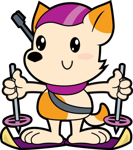 Series cartoon little dog biathlete — Stock Vector