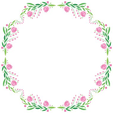 suluboya vektör yuvarlak çerçeve - büyük pembe çiçek yaprakları ile