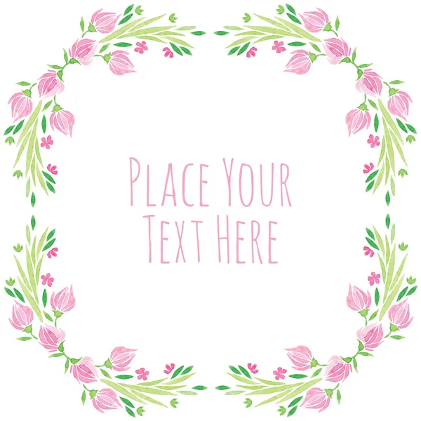 suluboya vektör yuvarlak çerçeve - Pembe çiçek yaprakları ile