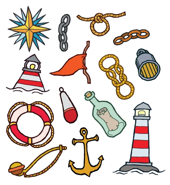 Marine symbolic objects — Stock Vector