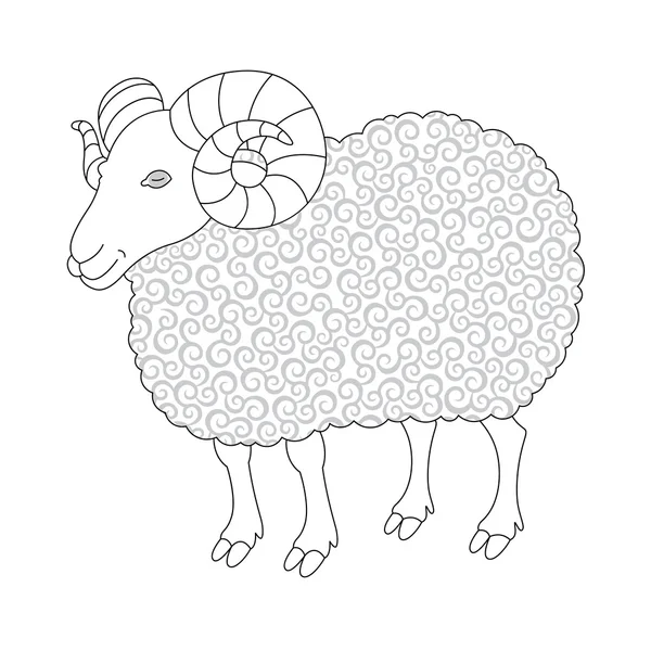 Mouton mignon avec boucle — Image vectorielle