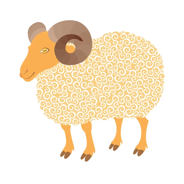 Roztomilý ovce s kudrlinkou — Stockový vektor