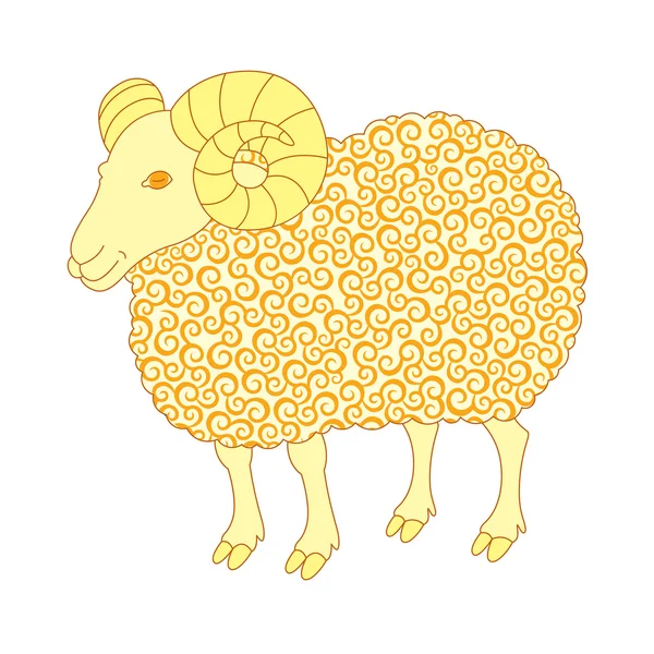 Cute owiec z złotych loków — Wektor stockowy