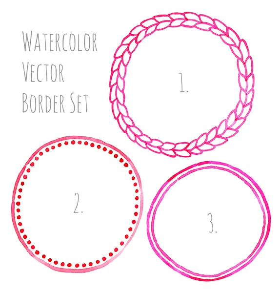 Watercolor round pink frame — Stock Vector