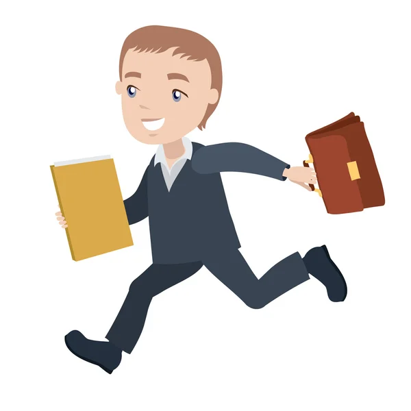Manager is running with briefcase and folder — Stock Vector