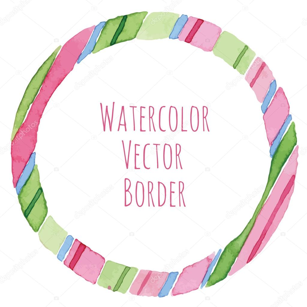 striped watercolor round frame