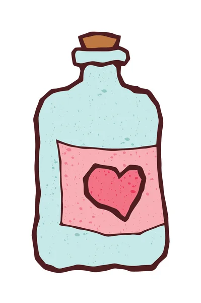 Bottle with heart label — Stock Vector