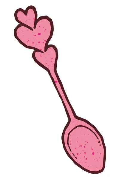 Cucharadita con patrón de corazones en palo — Vector de stock