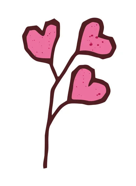 Twig with blooming hearts — Stock Vector