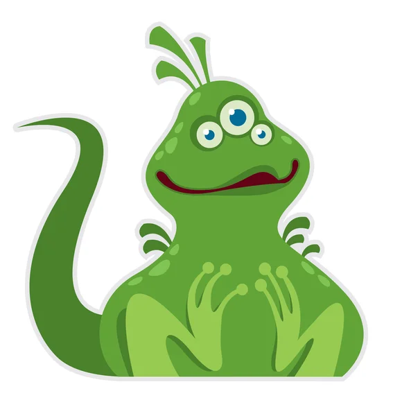 Little cartoon green monster — Stock Vector