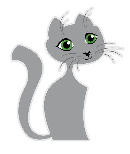 Gatto grigio cartone animato — Vettoriale Stock