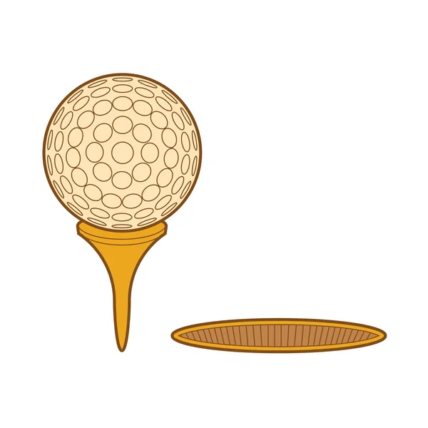 Pelota para golf y hoyo — Vector de stock