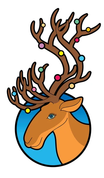 Deer with colored lights on the horns — Stock Vector