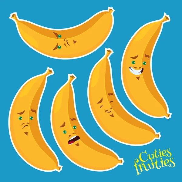 Hűvös banán különböző érzelmek — Stock Vector