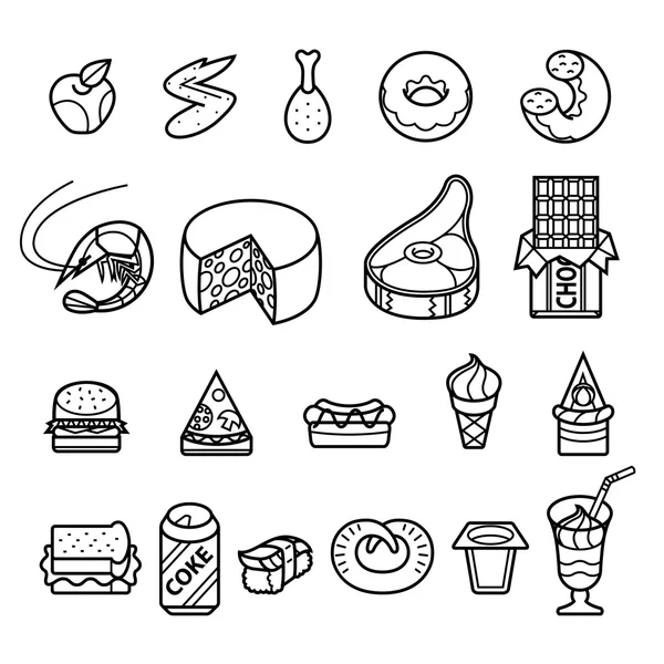 Set de iconos de vectores de alimentos — Vector de stock