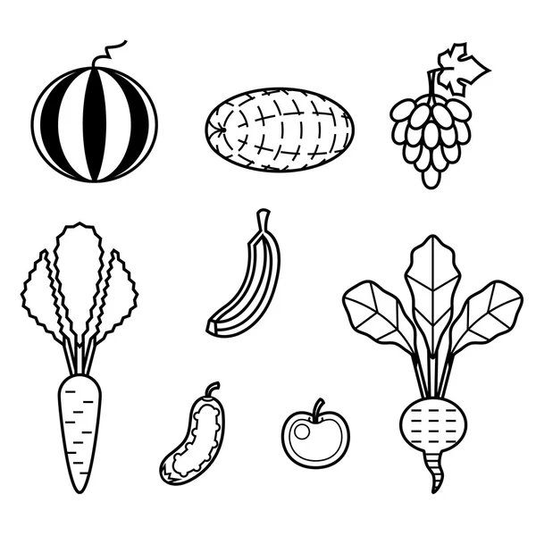 ผลไม้และผัก — ภาพเวกเตอร์สต็อก