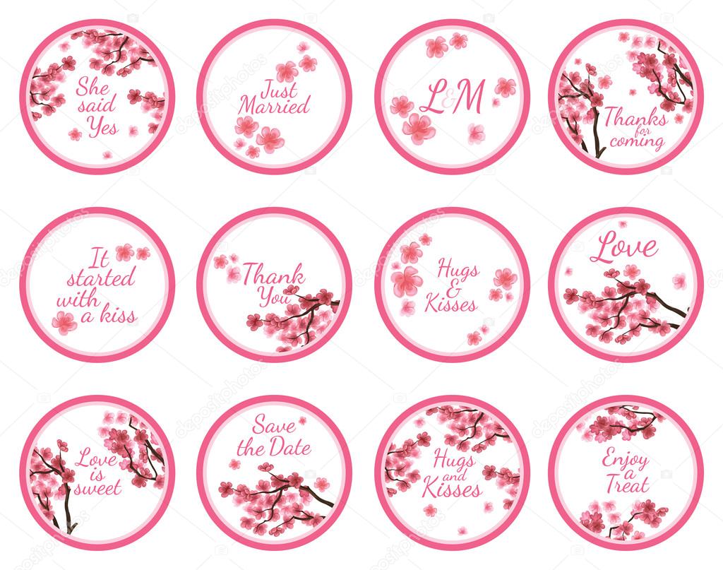 Stickers and Labels with sakura