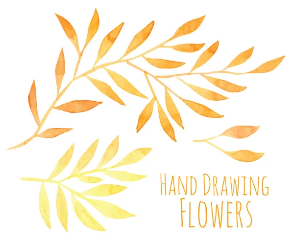 Aquarela mão desenho folhas — Vetor de Stock