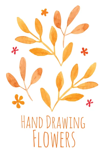 Aquarela mão desenho raminhos com folhas de sol — Vetor de Stock