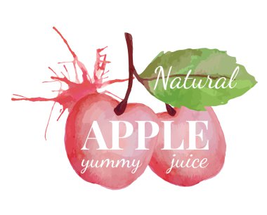 Büyük pembe elma yaprak ve sıçrama ile