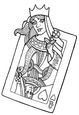 playing card of heart queen clipart