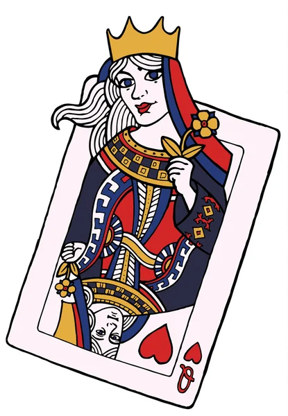 Playing card of heart queen — Stock Vector