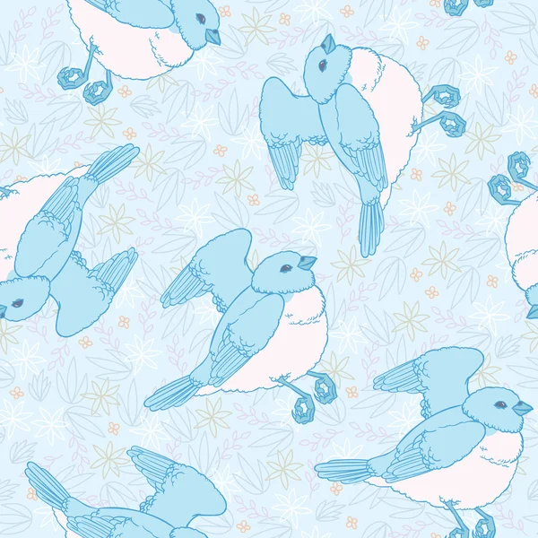 Doux motif sans couture avec des oiseaux — Image vectorielle