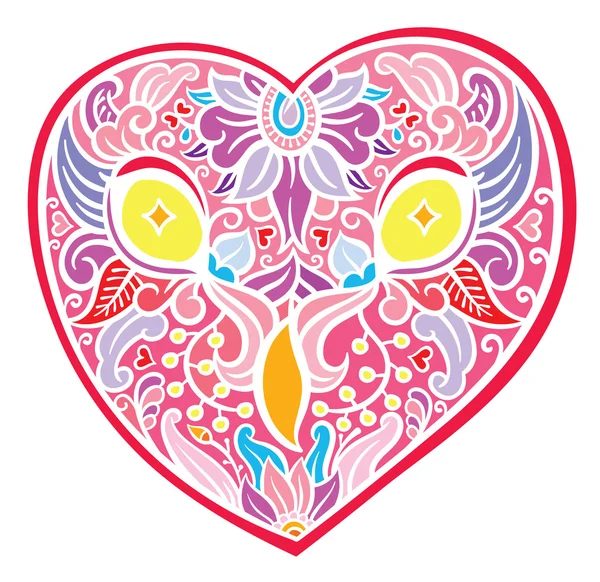 Owl heart shaped head — Stock Vector