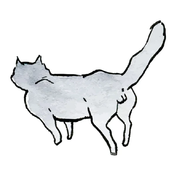 Akvarel grå kat – Stock-vektor
