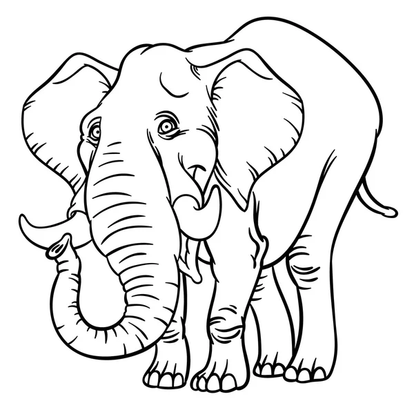 Bosquejo dibujos animados elefante amigable — Vector de stock