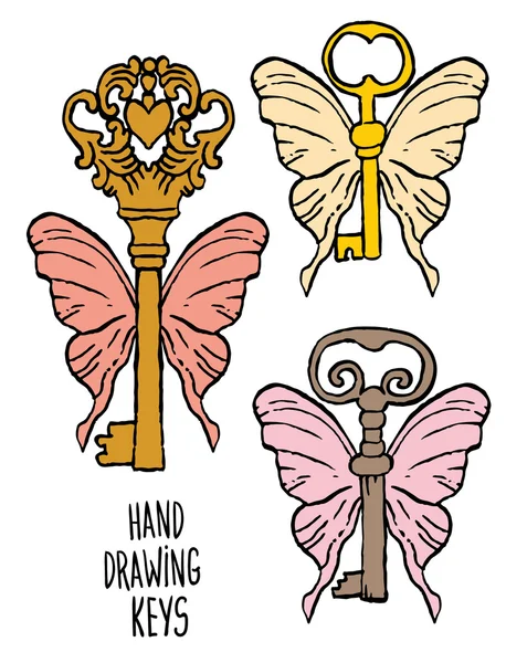 Мальовані вручну ескізи ключів — стоковий вектор